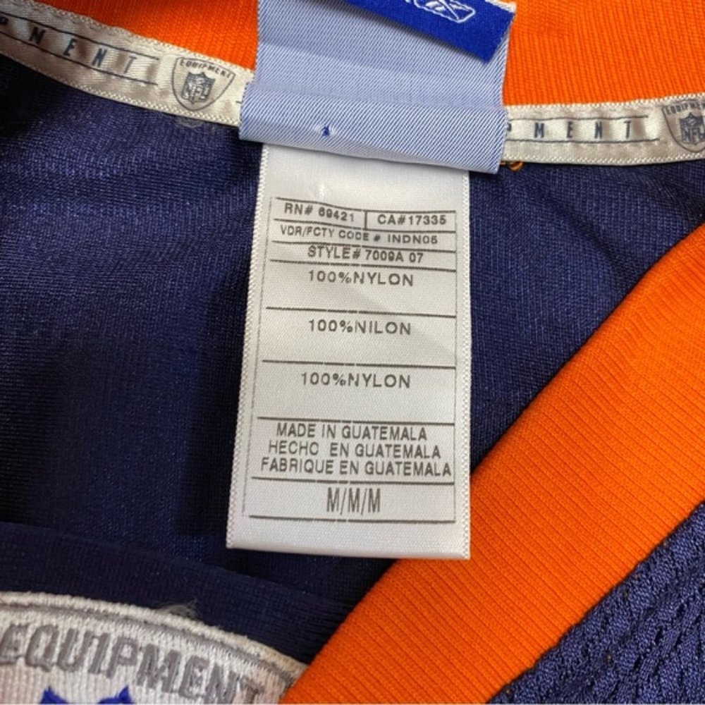Reebok Denver Broncos Brian Dawkins Jersey 20 Football NFL Blue Orange Shirt - Picture 5 of 13